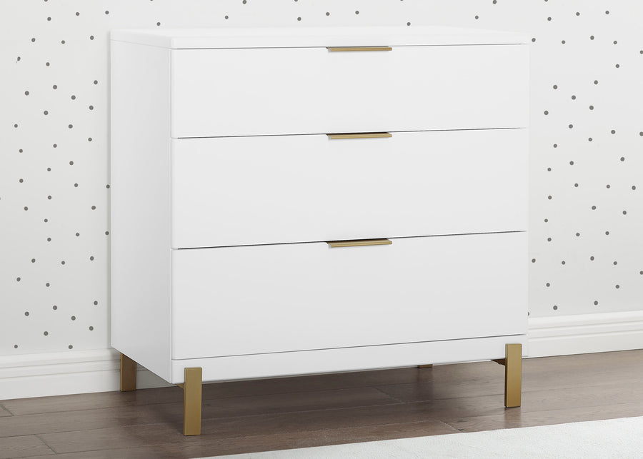 Bianca White with Melted Bronze (186) 1-Hendrix 3 Drawer Dresser