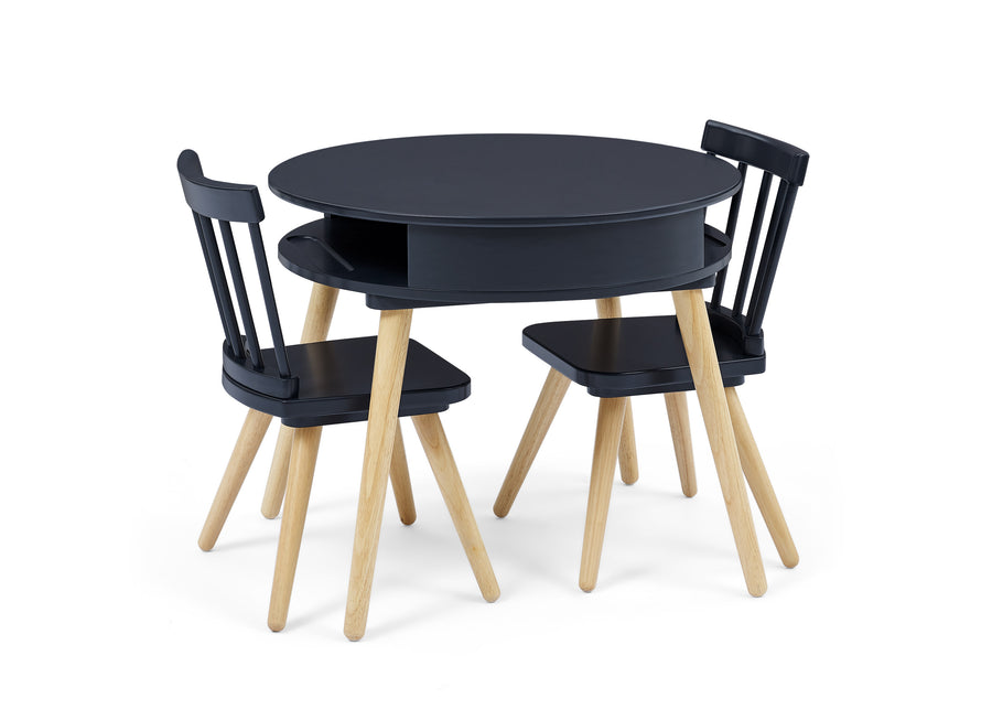 Midnight Grey with Natural (1372) 15-Hudson Storage Table & 2-Piece Chair Set