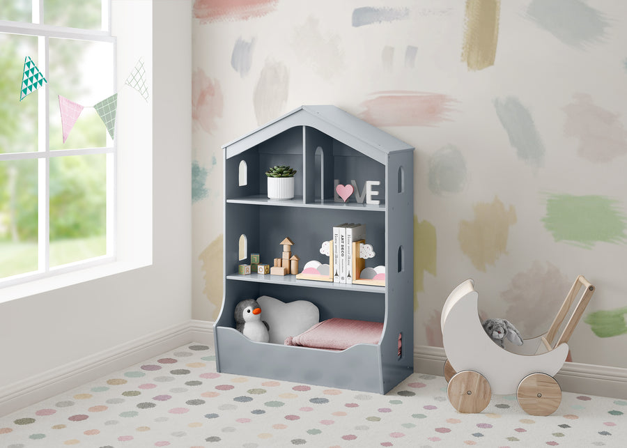 Grey (026) 1-Playhouse Bookcase with Toy Storage