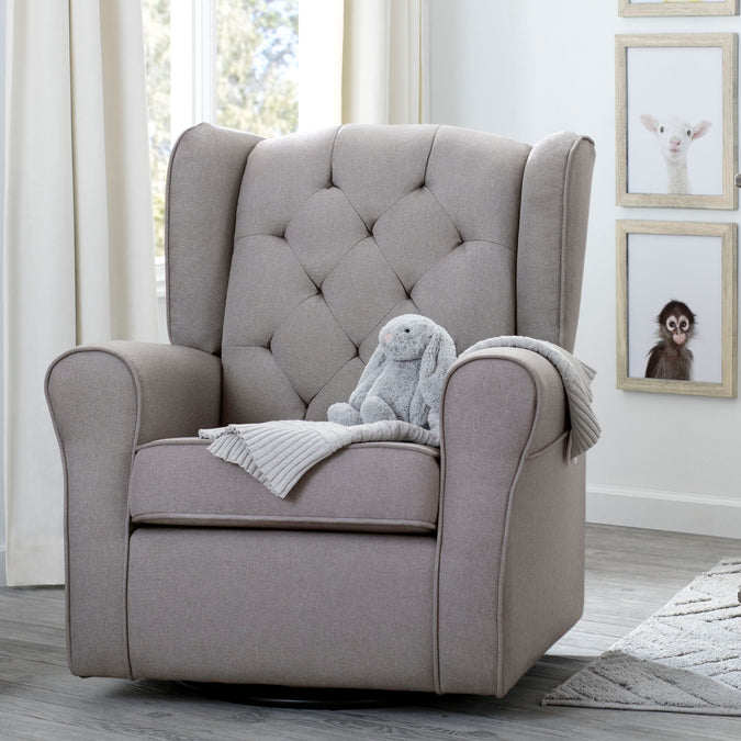 French Grey (1304) 21-Emma Nursery Glider Swivel Rocker Chair