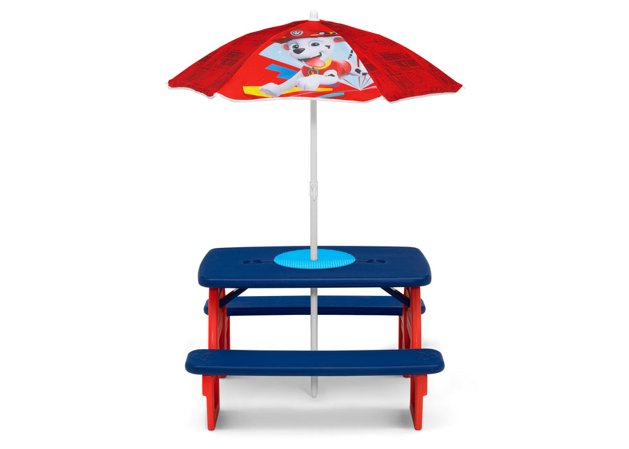 Paw Patrol (1121) 2-PAW Patrol 4 Seat Activity Picnic Table with Umbrella and Lego Compatible Tabletop