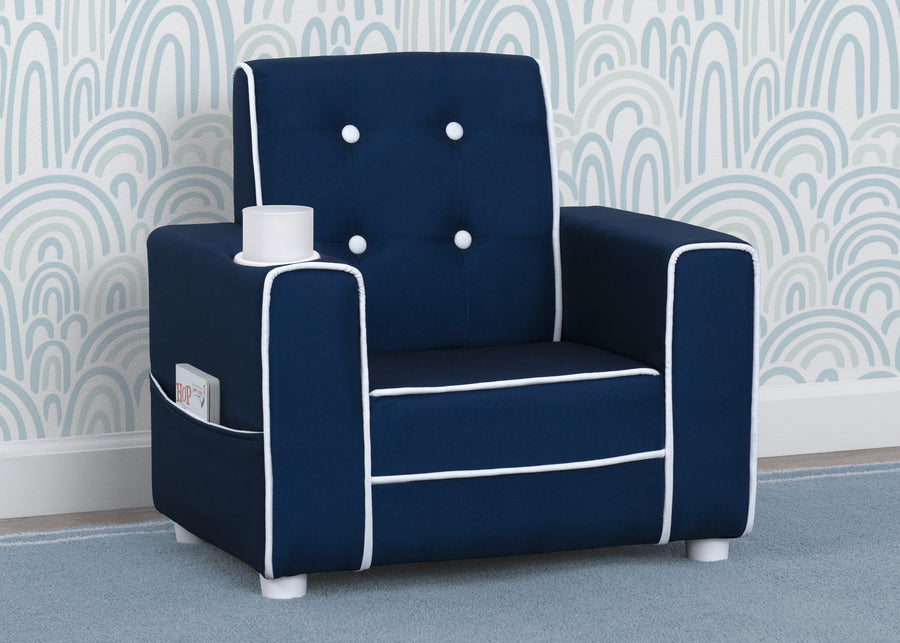 Blue (289C) 9-Chelsea Kids Upholstered Chair with Cup Holder