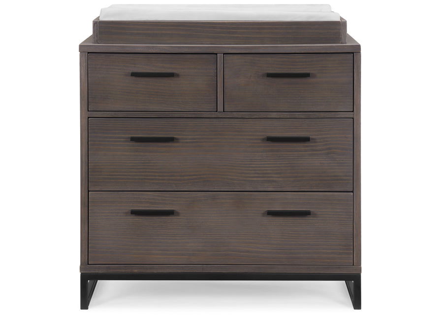 DCB: Rustic Grey with Matte Black (1469) 2-Foundry 4 Drawer Dresser with Changing Top