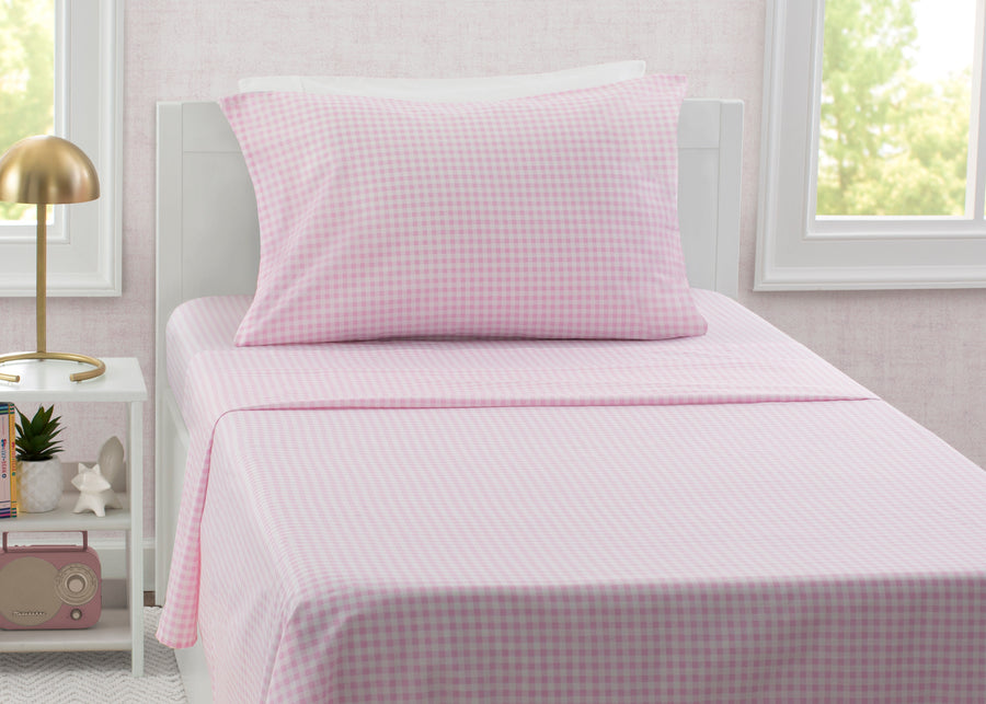 Pink Gingham (3022) 1-Pink Gingham 3-Piece Twin Sheet Set
