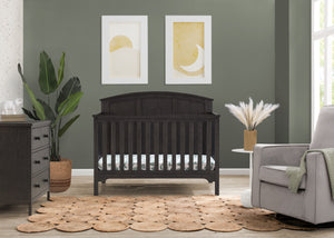 Textured Stone Grey (1460) 1-Sweet Beginnings Sage Curve Top 6-in-1 Convertible Crib