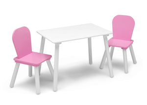 White and Light Pink (194) 3-4-Piece Toddler Playroom Set – Includes Play Table and 6 Bin Toy Organizer with Reusable Vinyl Cling Stickers