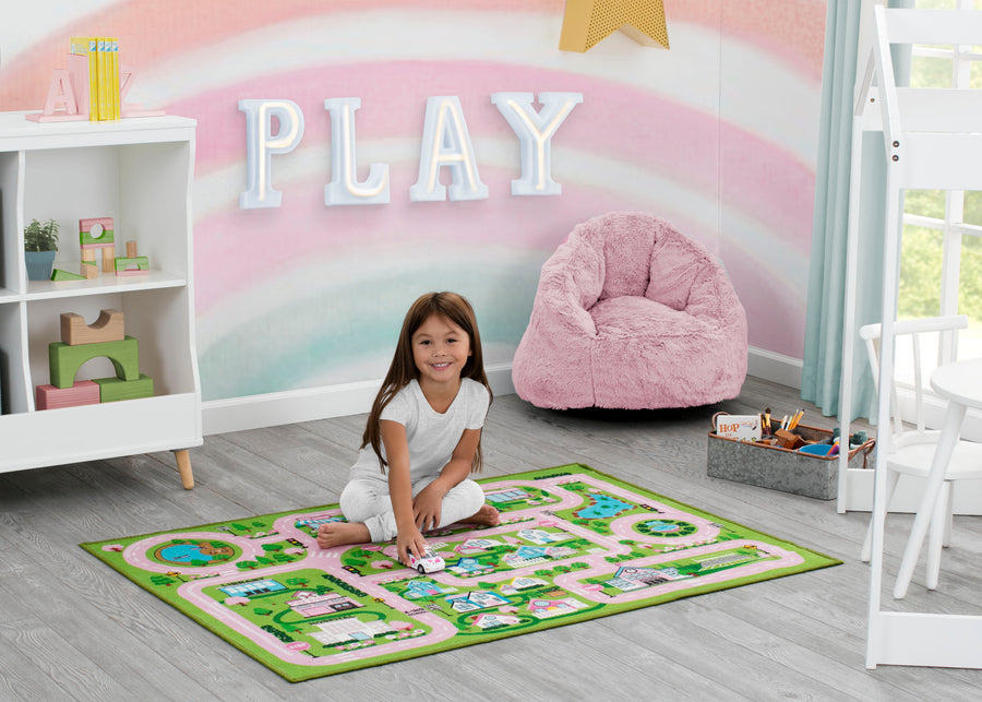 Pink City (3015) 5-Large Road Map Activity Rug for Girls and Boys - 54-inch L x 39-inch W