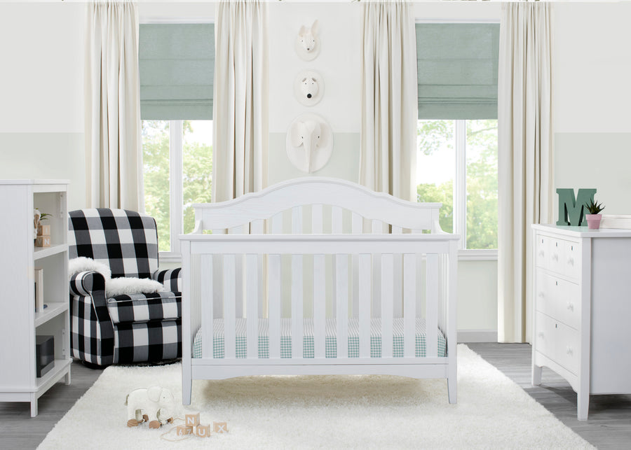 Textured White (1349) 1-Farmhouse 6-in-1 Convertible Baby Crib