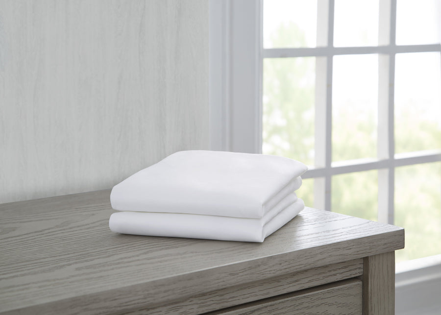 White (100) 1-Fitted Bassinet Sheet Set, 2-Pack – Compatible with the Following Delta Children, Simmons Kids and Little Folks Bassinets: 25504 and LF25504