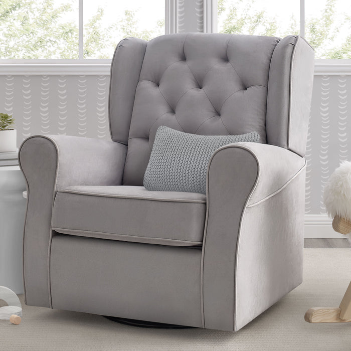 Dove Grey with Soft Grey (036) 2-Emerson Nursery Glider Swivel Rocker Chair