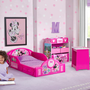 Minnie Mouse (1063) 17-Minnie Mouse 4-Piece Room-in-a-Box Bedroom Set - Includes Toddler Bed, Toy Bin & Desk with Chair