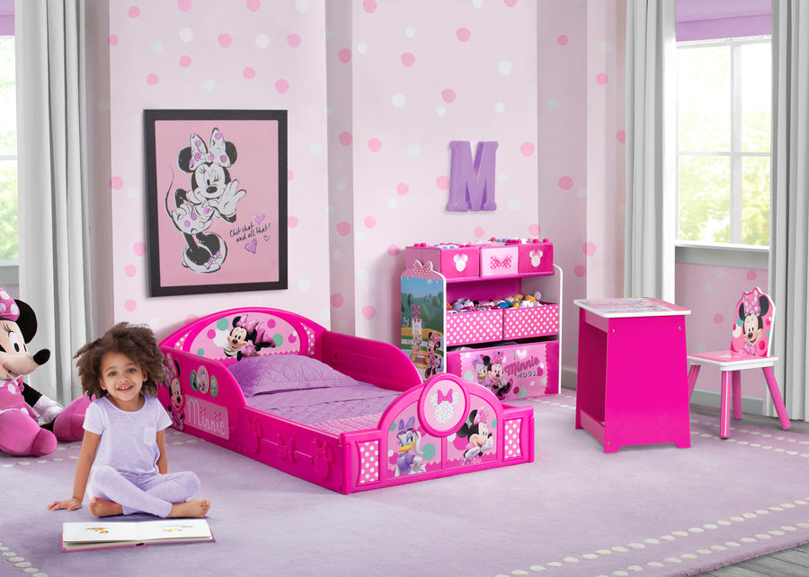 Minnie Mouse (1063) 1-Minnie Mouse 4-Piece Room-in-a-Box Bedroom Set - Includes Toddler Bed, Toy Bin & Desk with Chair