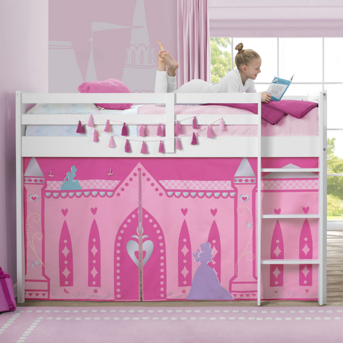 Disney Princess Loft Bed Tent (1034) 2-Princess Loft Bed Tent - Curtain Set for Twin Loft Bed (Bed Sold Separately)