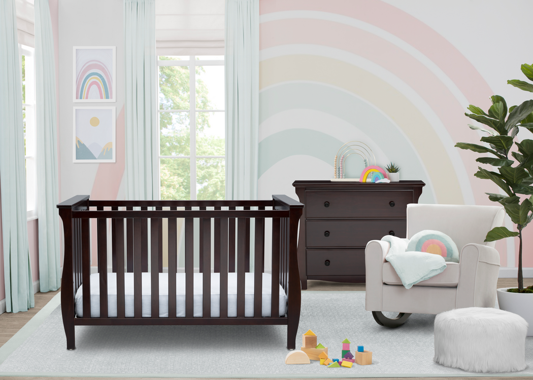 Delta Children Dark Chocolate (207) Lancaster 3-in-1 Convertible Crib (552330), Room