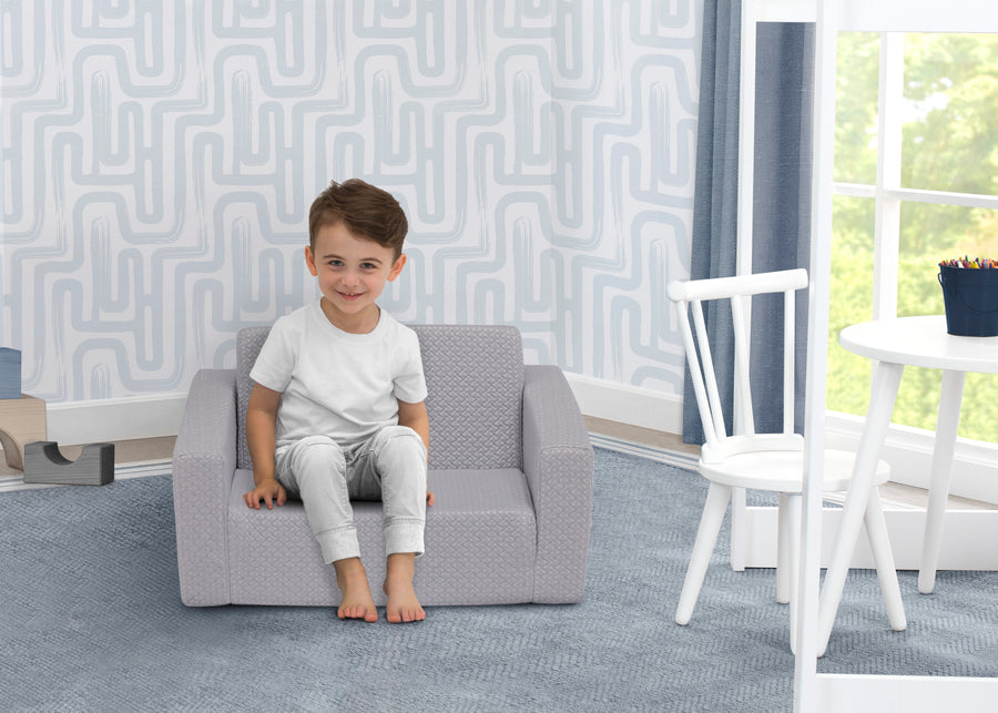 iComfort Grey (5080) 1-iComfort Memory Foam Flip-Out 2-in-1 Convertible Chair to Lounger for Kids