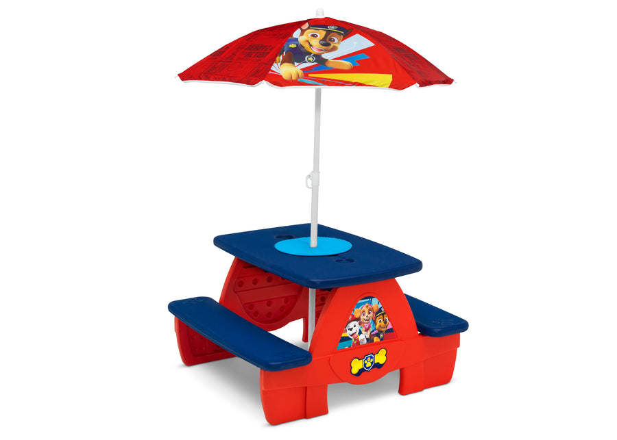 Paw Patrol (1121) 3-PAW Patrol 4 Seat Activity Picnic Table with Umbrella and Lego Compatible Tabletop