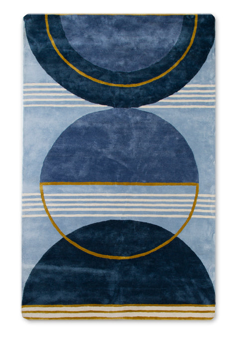 Assorted (999) 3-Blue Abstract Hand-Tufted Area Rug 5x8