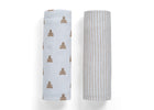 Tan Teddy Bears & Stripes (2407) 3-babyGap Reversible 100% Organic Cotton Blankets - 2 Pack