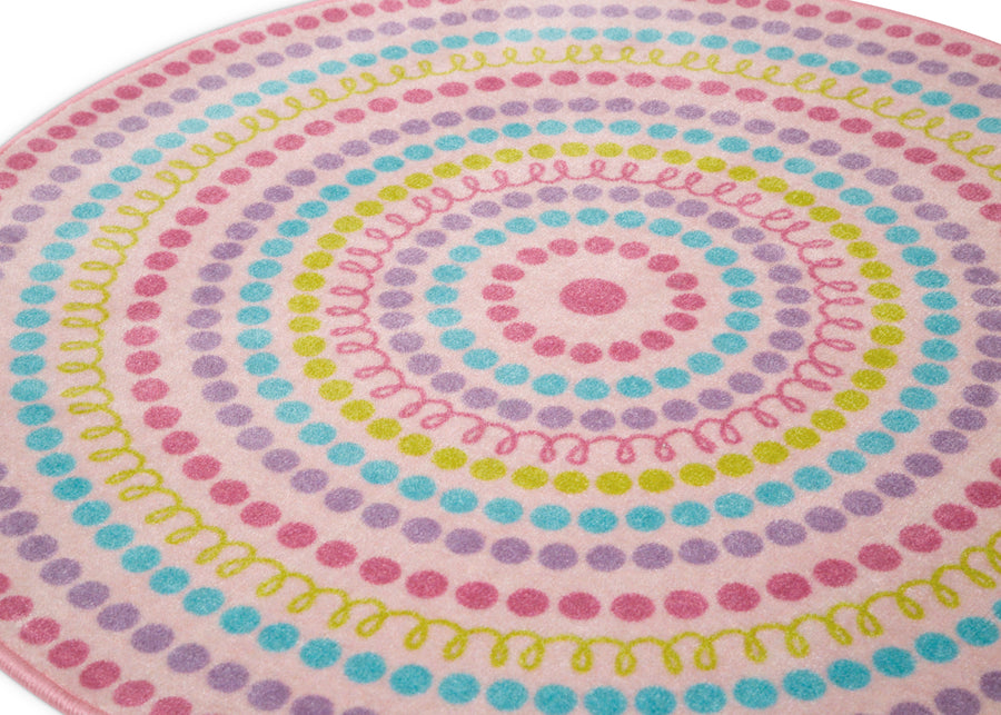 Rainbow Dot (3023) 3-Rainbow Dot Round Area Rug for Kids, 39-Inch