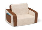 Cream Sherpa with Brown Leather (5047) 3-Cozee Flip-Out Sherpa and Leather 2-in-1 Convertible Chair to Lounger for Kids
