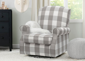 Grey Plaid (1354) 1-Oakley Nursery Glider Swivel Rocker Chair