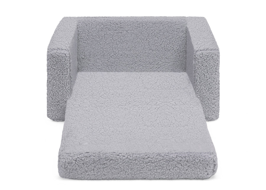 Grey Sherpa (5031) 5-Personalized Cozee Flip-Out Sherpa 2-in-1 Convertible Chair to Lounger for Kids