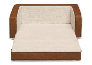 Cream Sherpa with Brown Leather (5047) 5-Personalized Cozee Flip-Out Sherpa  and Leather 2-in-1 Convertible Sofa to Lounger for Kids