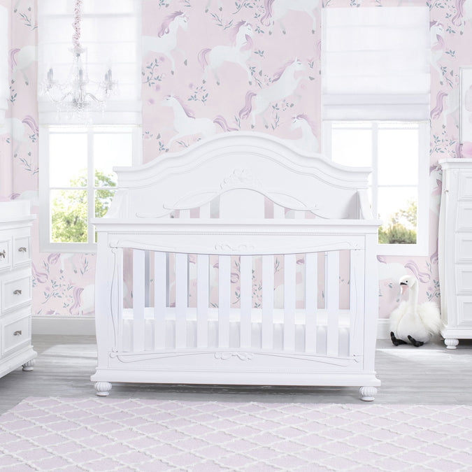 Simmons Kids Fairytale 5-in-1 Convertible Crib with Conversion Rails Bianca White (130) 12-Fairytale 5-in-1 Convertible Crib with Conversion Rails
