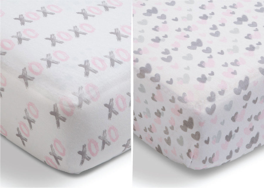 Hearts N Kisses (3021) 4-Hearts N Kisses Fitted Crib Sheets - 2 Pack