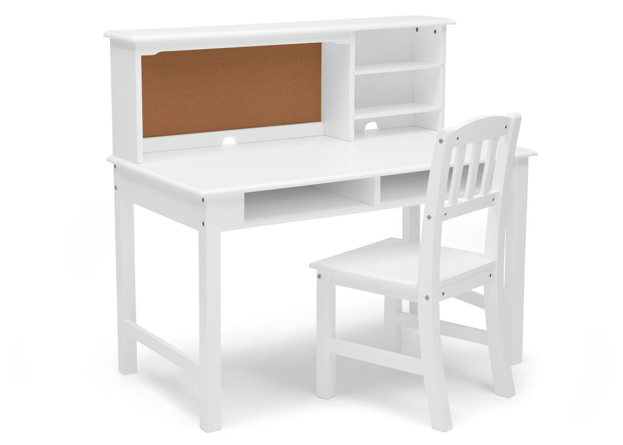 Bianca White (130) 3-Tween Wood Desk with Hutch and Chair