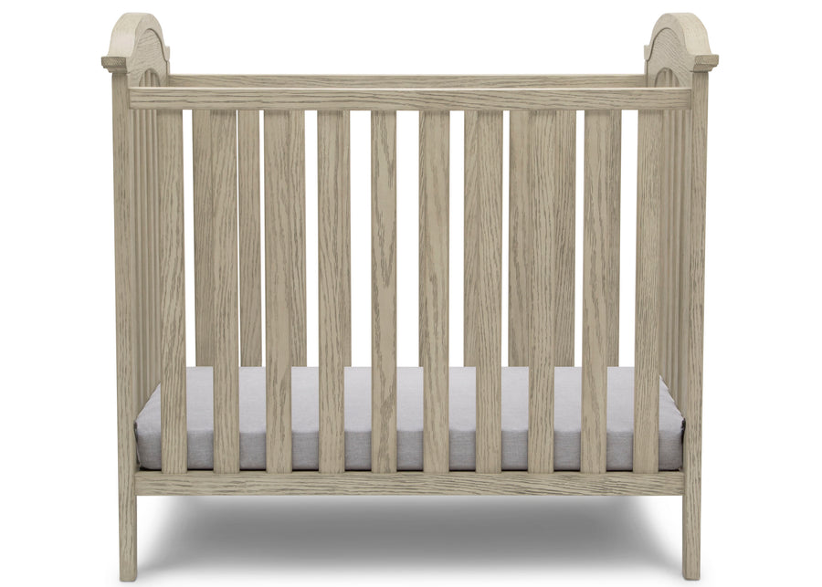 Textured Limestone (1340) 3-Farmhouse Mini Baby Crib with 2.75-inch Mattress