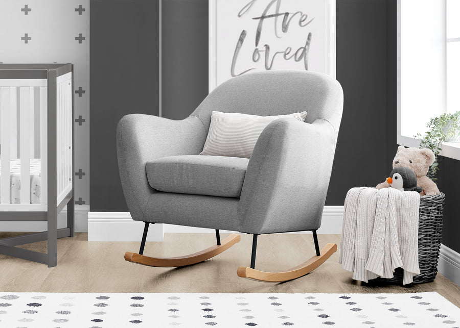 French Grey with Matte Black and Natural (1443) 1-Finch Rocking Chair