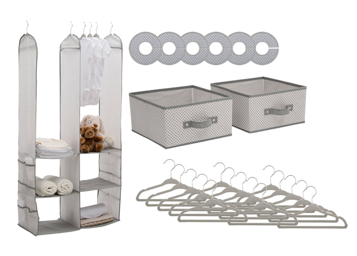 Delta Children Grey (063) 48-Piece Nursery Storage Set Silo, b2b 0-24 Piece Nursery Storage Set