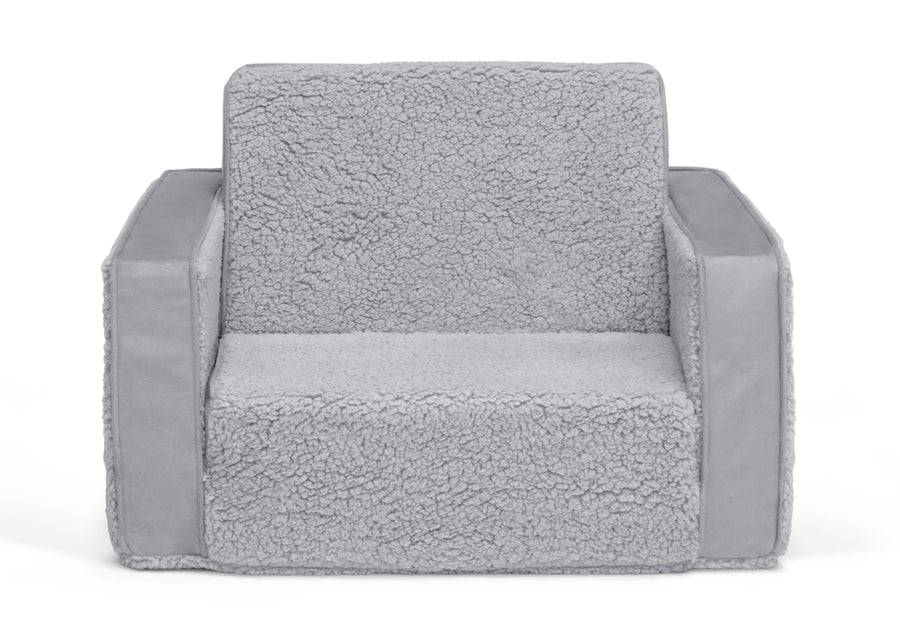 Grey Sherpa with Grey Suede (5048) 2-Cozee Flip-Out Sherpa and Suede 2-in-1 Convertible Chair to Lounger for Kids