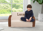 Cream Sherpa with Brown Leather (5047) 1-Personalized Cozee Flip-Out Sherpa  and Leather 2-in-1 Convertible Sofa to Lounger for Kids