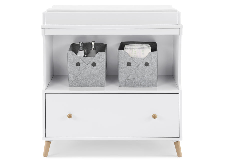 Bianca White with Natural (123) 2-Madison Convertible Changing Table with Drawer
