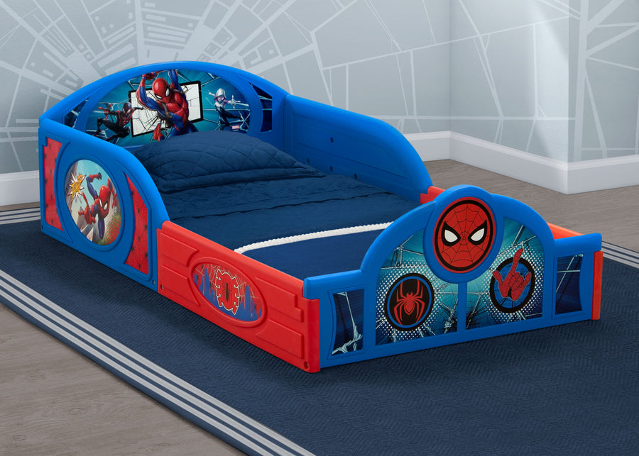 Spider-Man (1163) 1-Spider-Man Sleep and Play Toddler Bed with Built-In Guardrails
