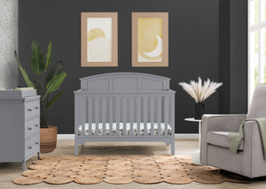 Textured Grey (1450) 2-Sweet Beginnings Sage Curve Top 6-in-1 Convertible Crib