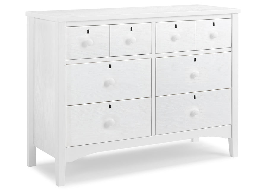 Textured White (1349) 7-Farmhouse 6 Drawer Dresser