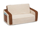 Cream Sherpa with Brown Leather (5047) 3-Cozee Flip-Out Sherpa and Leather 2-in-1 Convertible Sofa to Lounger for Kids