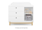Bianca White with Natural (123) 3-Poppy 3 Drawer Dresser with Cubbies and Interlocking Drawers
