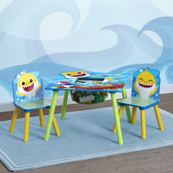 Baby Shark (1127) 3-Baby Shark Kids Table and Chair Set With Storage