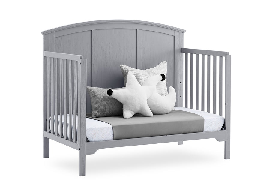 Textured Grey (1450) 5-Sweet Beginnings Sage Curve Top 6-in-1 Convertible Crib