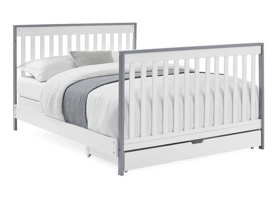 Bianca White with Grey (166) 7-Mercer 6-in-1 Convertible Crib with Storage Trundle