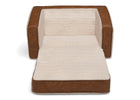 Cream Sherpa with Brown Leather (5047) 5-Cozee Flip-Out Sherpa and Leather 2-in-1 Convertible Chair to Lounger for Kids