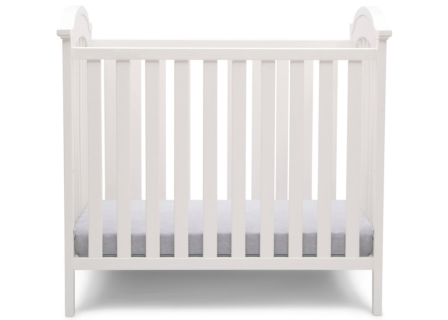 Textured White (1349) 9-Farmhouse Mini Baby Crib with 2.75-inch Mattress
