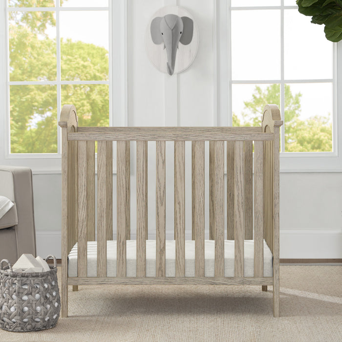 Textured Limestone (1340) 0-Farmhouse Mini Baby Crib with 2.75-inch Mattress