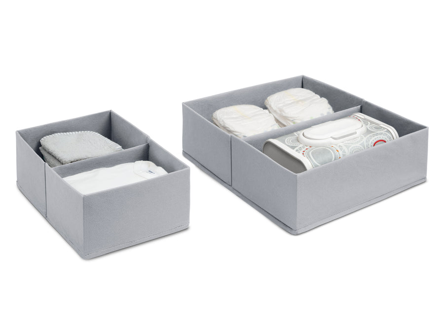Grey (5057) 9-7-Piece Essential Changing Table Set - Newborn Baby Gift Set for Boys and Girls – Set Includes Changing Pad, Plush Changing Pad Cover, 3 Changing Pad Liners and 2 Storage Bins