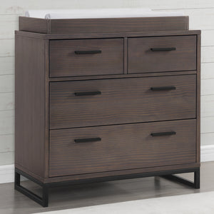 Foundry 4 Drawer Dresser with Changing Top Rustic Grey with Matte Black (1469) 28-Foundry 4 Drawer Dresser with Changing Top