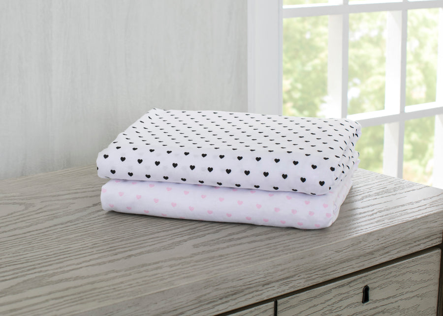 Hearts (3014) 1-Hearts Fitted Crib Sheets - 2 Pack